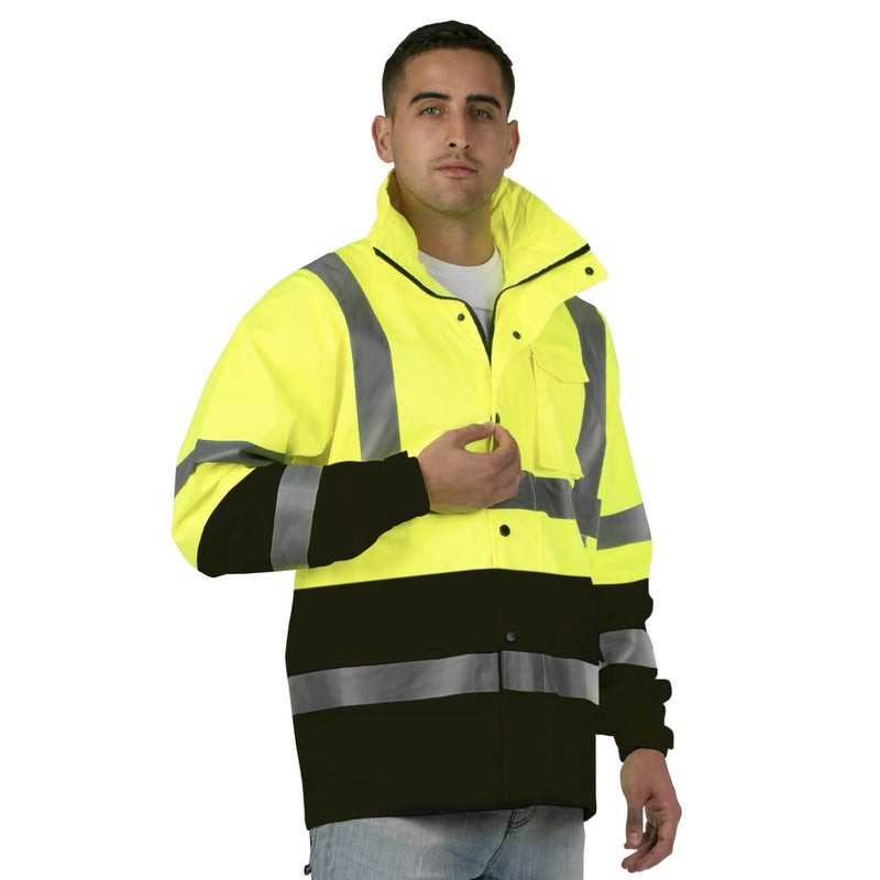 JORESTECH High Visibility Light Weight Waterproof Rain Jacket ANSI/ISEA 107-2015 Class 3 Level 2 Yellow/Black JK-03-YLBK (XL) - Image 3